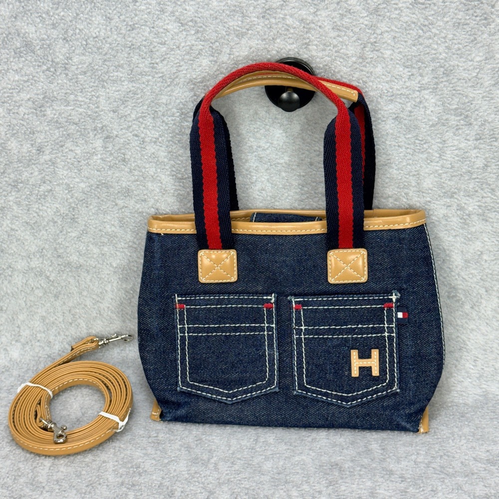 Tommy Hilfiger Denim Mini Tote Bag Women Small Blue Preppy Y2K Americana
